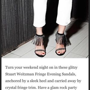 Stuart Weitzman Onfire Black Fringe Sandal 8